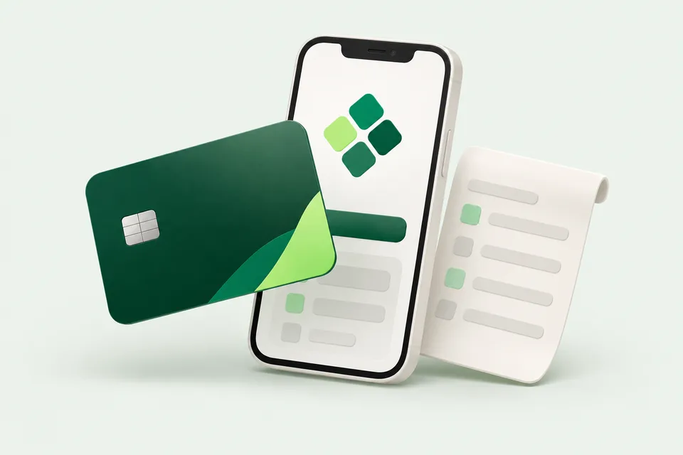 Ilustração de um cartão, um celular e uma proposta, representando o CredPix